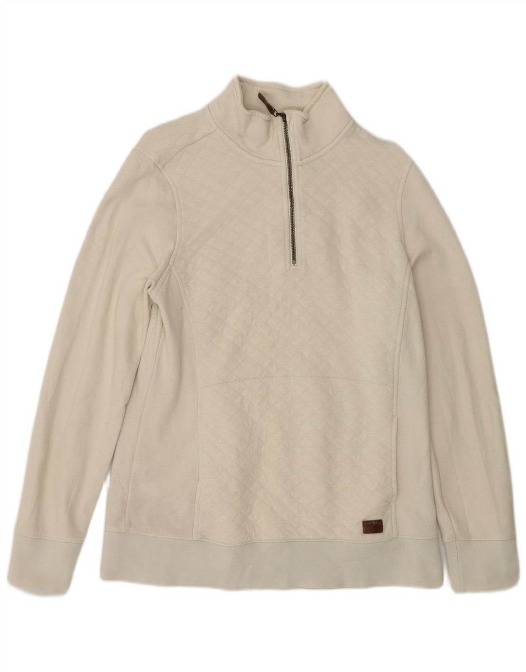 L.L.Bean Damen Oversized Zip-Neck Sweatshirt Pullover UK 10 Small Weiß