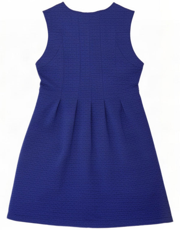 Oasis Damen Ärmelloses A-Linien-Kleid UK 14 Großes blaues geometrisches Polyester