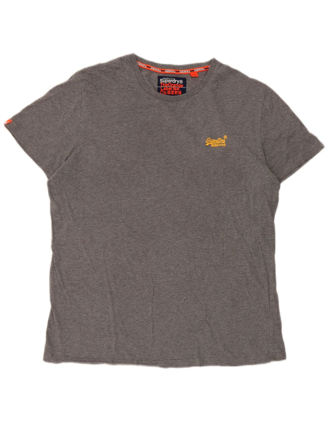 Superdry Herren-T-Shirt-Oberteil 2XL aus grau melierter Baumwolle