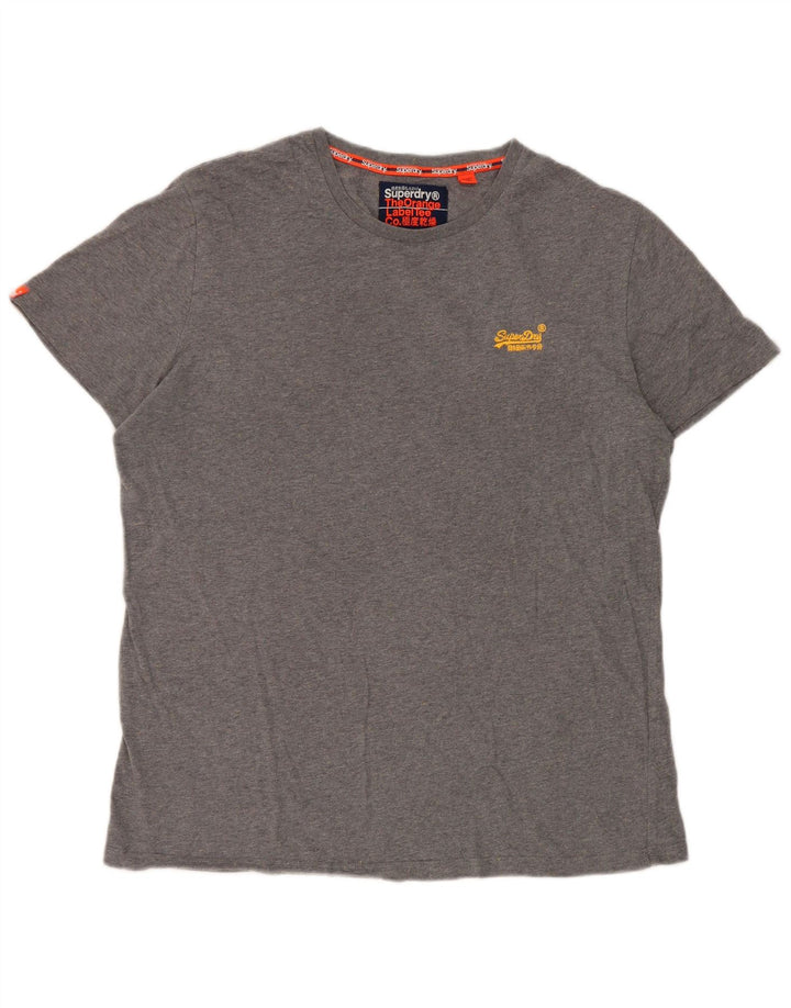 Superdry Herren-T-Shirt-Oberteil 2XL aus grau melierter Baumwolle