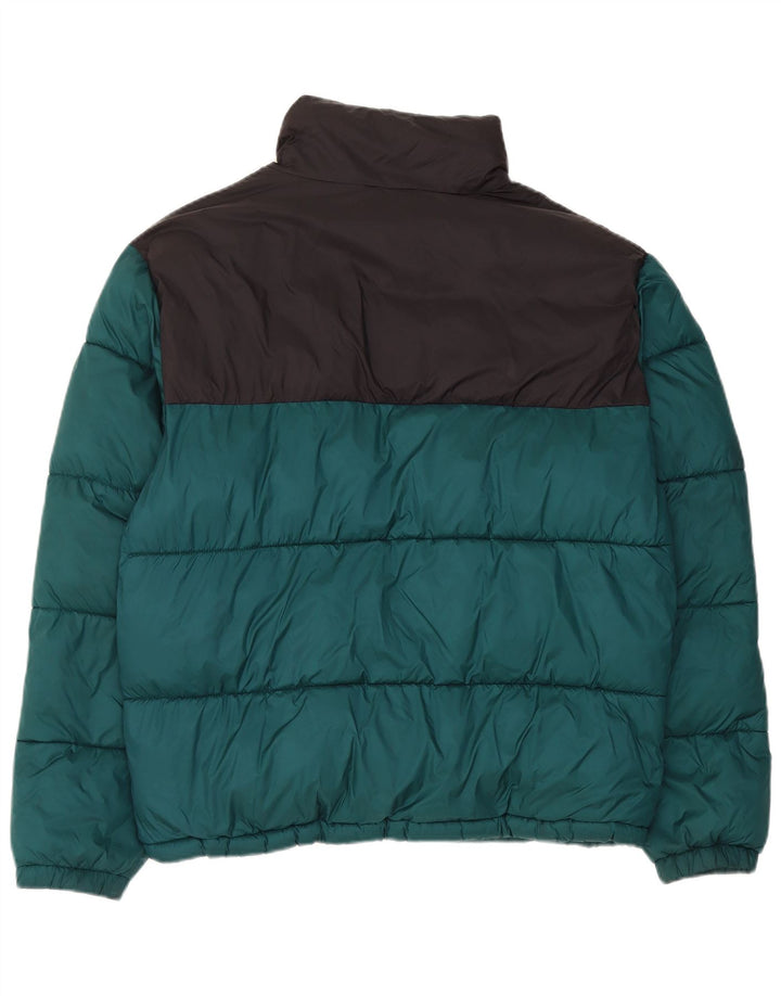 Ellesse Herren Wattierte Jacke UK 38 Mittelblaues Colourblock-Nylon