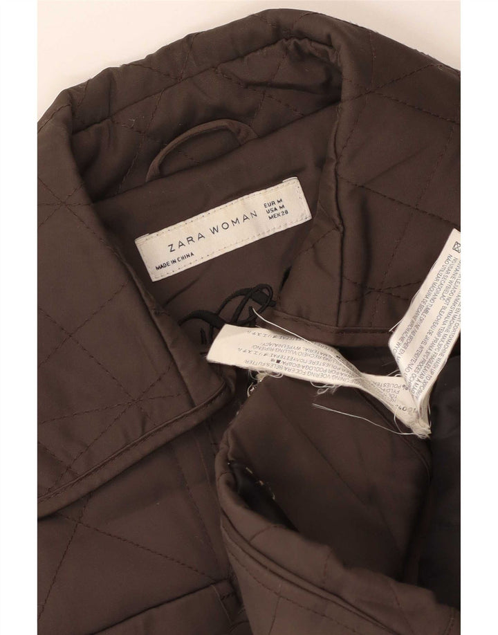 Zara Damen Steppjacke UK 12 Mittelbraunes Polyester