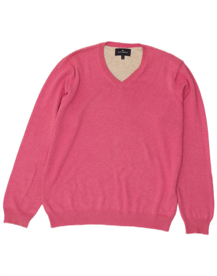 Marks & Spencer Herren-Pullover mit V-Ausschnitt aus mittelrosa Baumwolle
