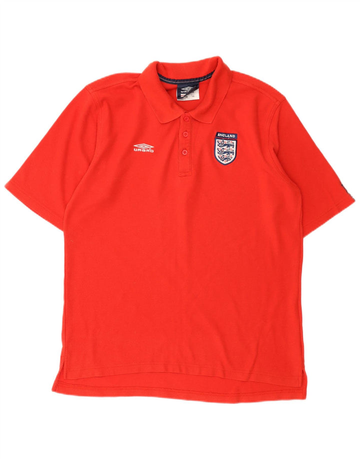 Umbro Herren-Poloshirt mit England-Grafik, großes rotes Polyester