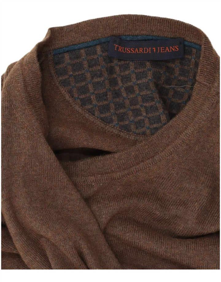 Trussardi Jeans Herren Pullover mit Rundhalsausschnitt Mittelbraun