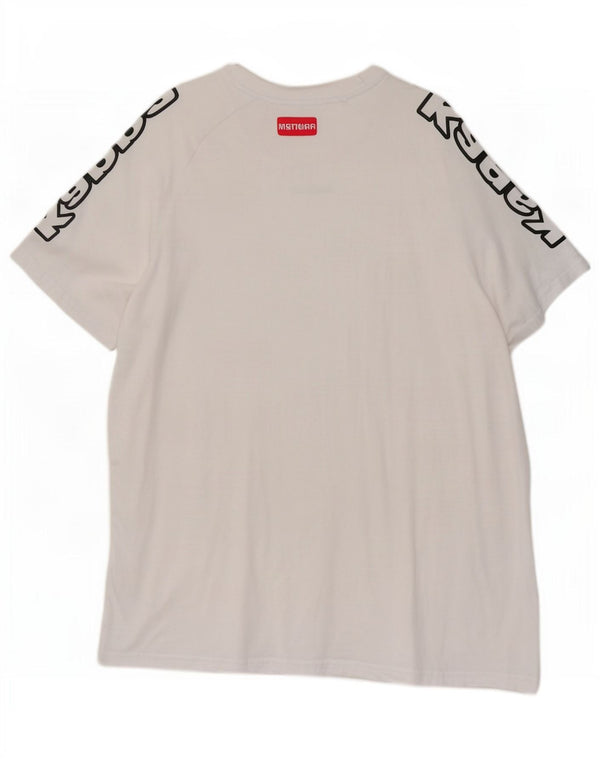 Kappa Herren Grafik-T-Shirt-Oberteil XL aus weißer Baumwolle