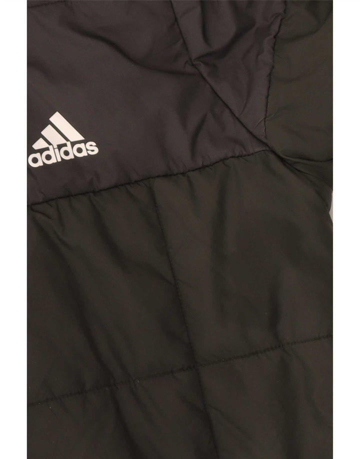 Adidas Jungen wattierte Jacke mit Kapuze, 13–14 Jahre, Khaki, Colourblock-Polyester