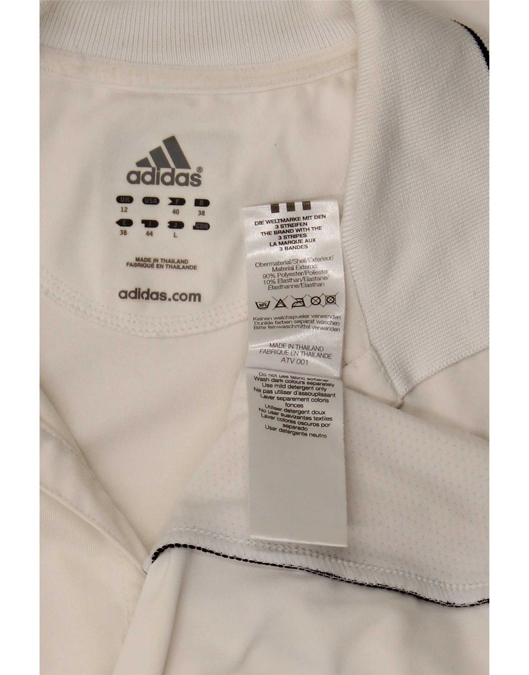 Adidas Damen-Poloshirt UK 12 Mittelweißes Colourblock-Polyester