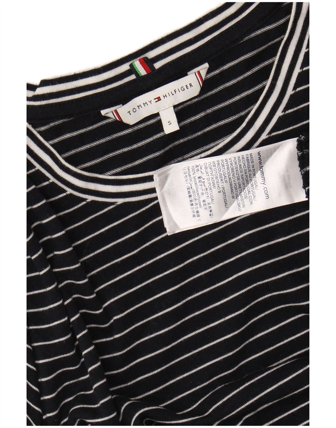 TOMMY HILFIGER Damen T-Shirt Top UK 10 Small Marineblau gestreift Lyocell