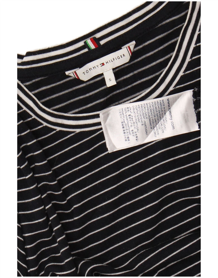 TOMMY HILFIGER Damen T-Shirt Top UK 10 Small Marineblau gestreift Lyocell