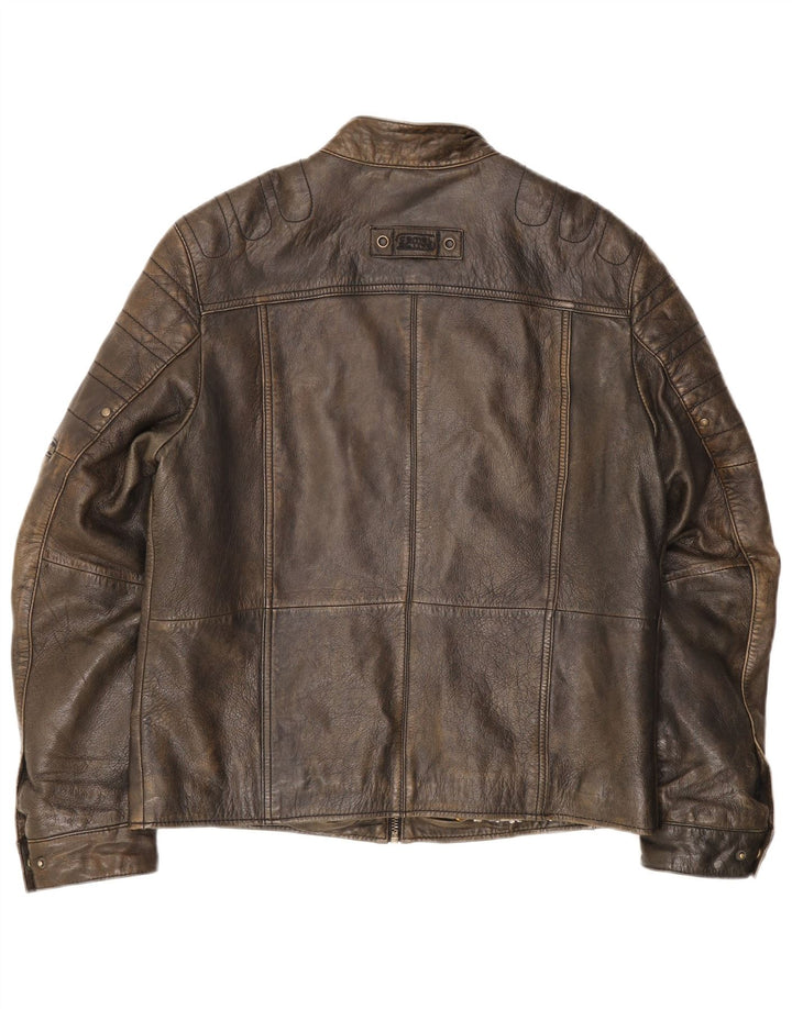 Camel Active Herren-Leder-Racer-Jacke IT 50 Large Braun