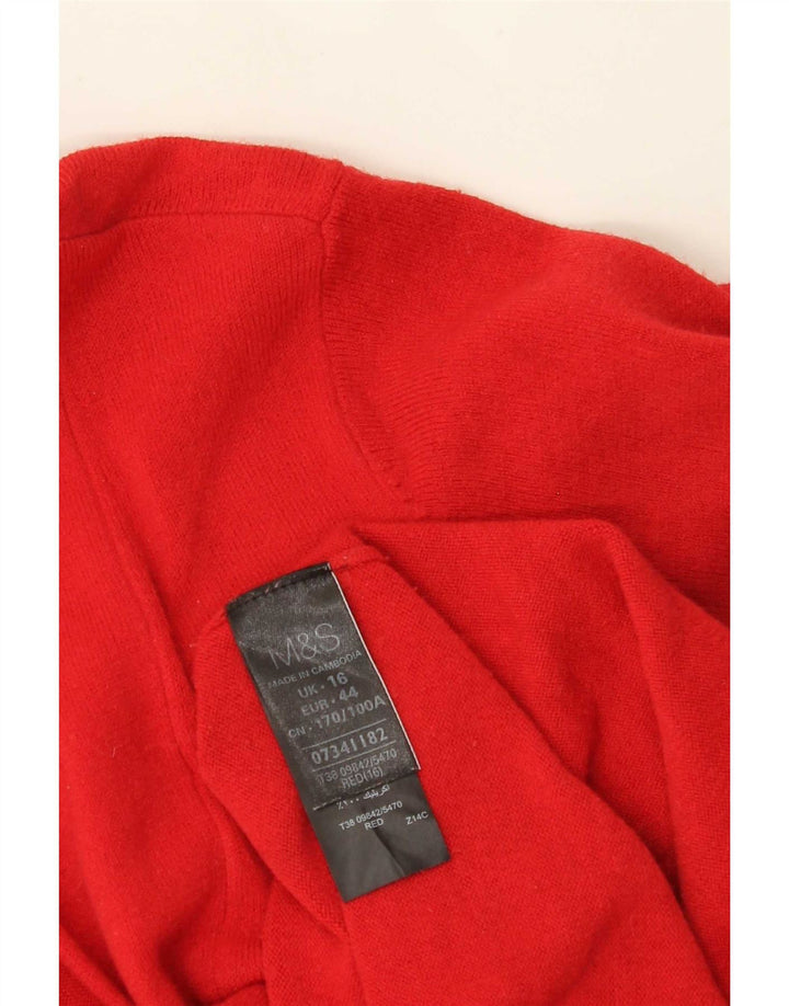 Marks & Spencer Damen Longline Open Cardigan Pullover UK 16 Large Rot