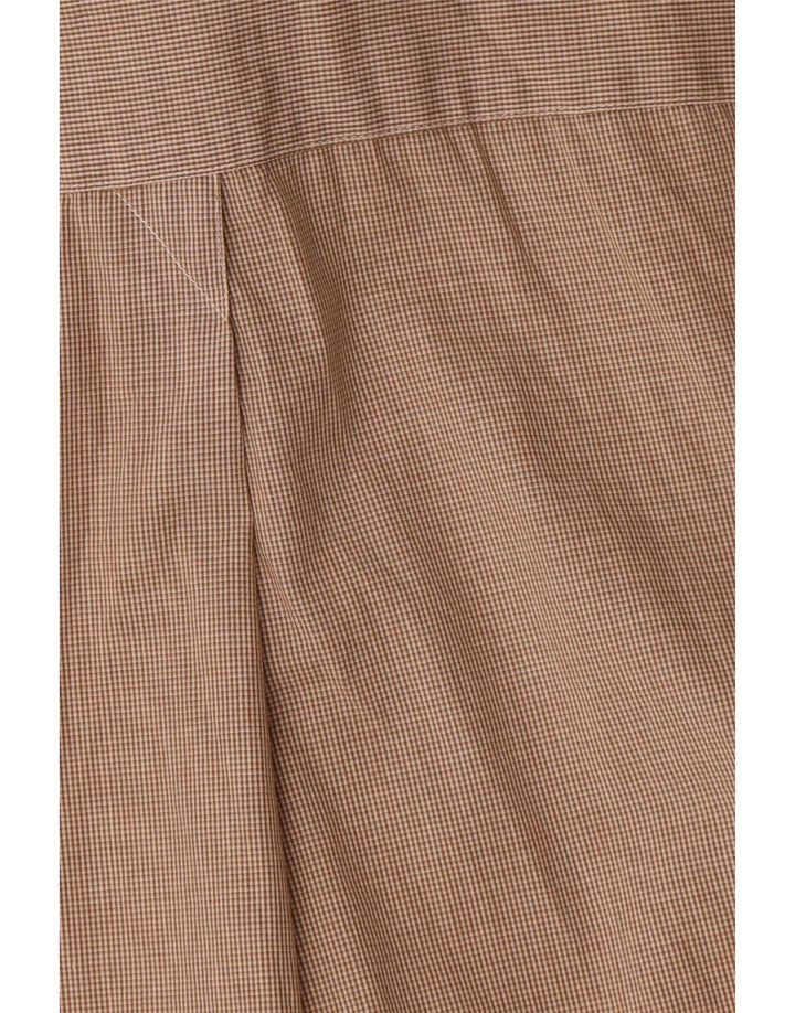 Dkny Herrenhemd Größe 15 1/2 mittelbraun karierte Baumwolle