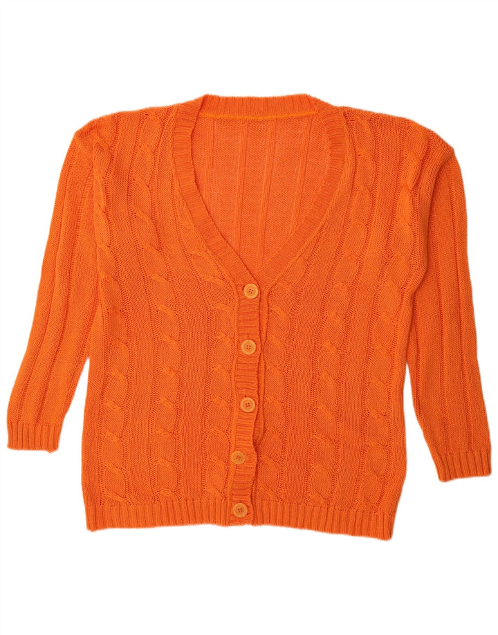 Vintage Damen Cardigan Pullover UK 16 Groß Orange