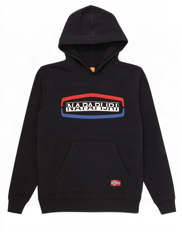 Napapijri Mens Graphic Hoodie Jumper Small Navy Blue Cotton