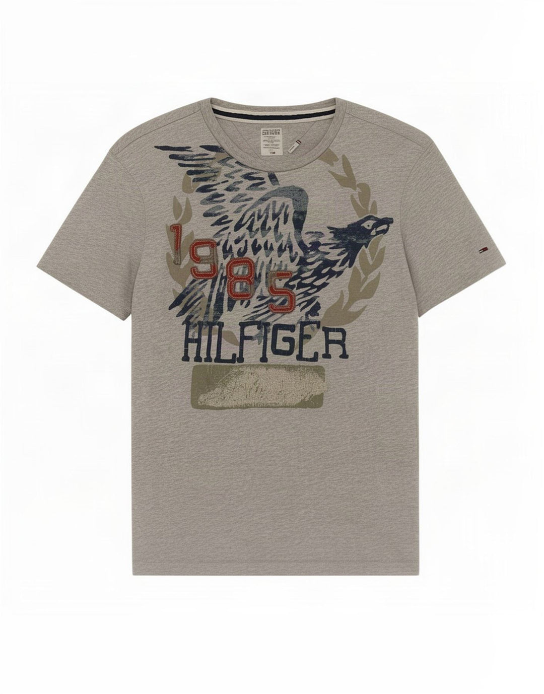 Tommy Hilfiger Herren-T-Shirt mit Grafik, mittelgrau meliert, Baumwolle