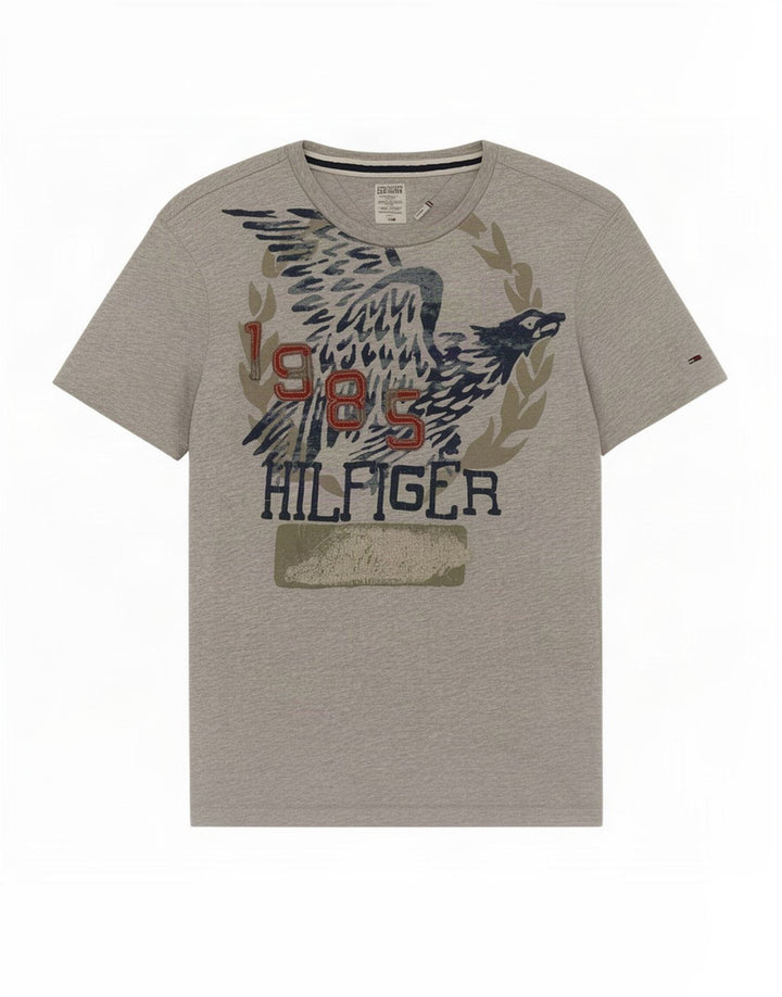 Tommy Hilfiger Herren-T-Shirt mit Grafik, mittelgrau meliert, Baumwolle