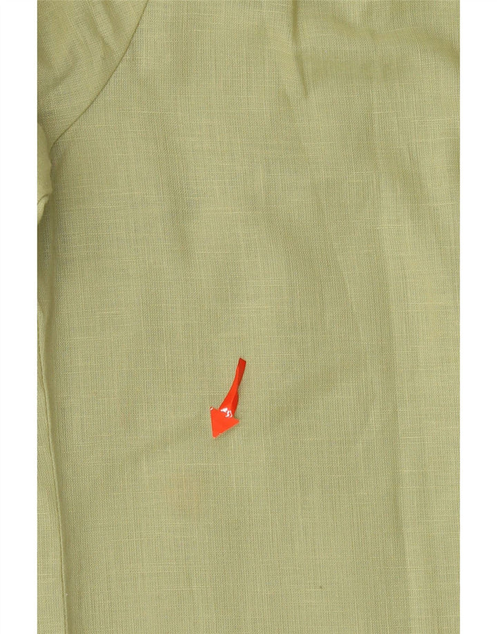 Vintage Damen Bluse mit 3/4-Ärmeln und Rüschen vorne, EU 40, mittleres Khaki-Herz