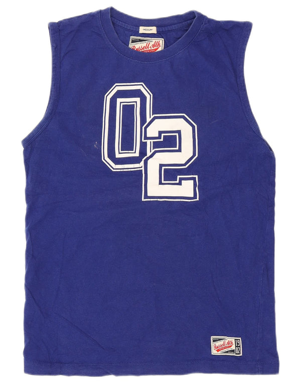 Russell Athletic Herren-Weste mit Grafik, mittelblaue Baumwolle