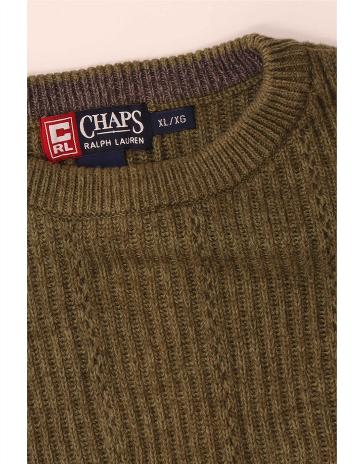 Chaps Herren-Pullover mit Rundhalsausschnitt, XL, Khaki