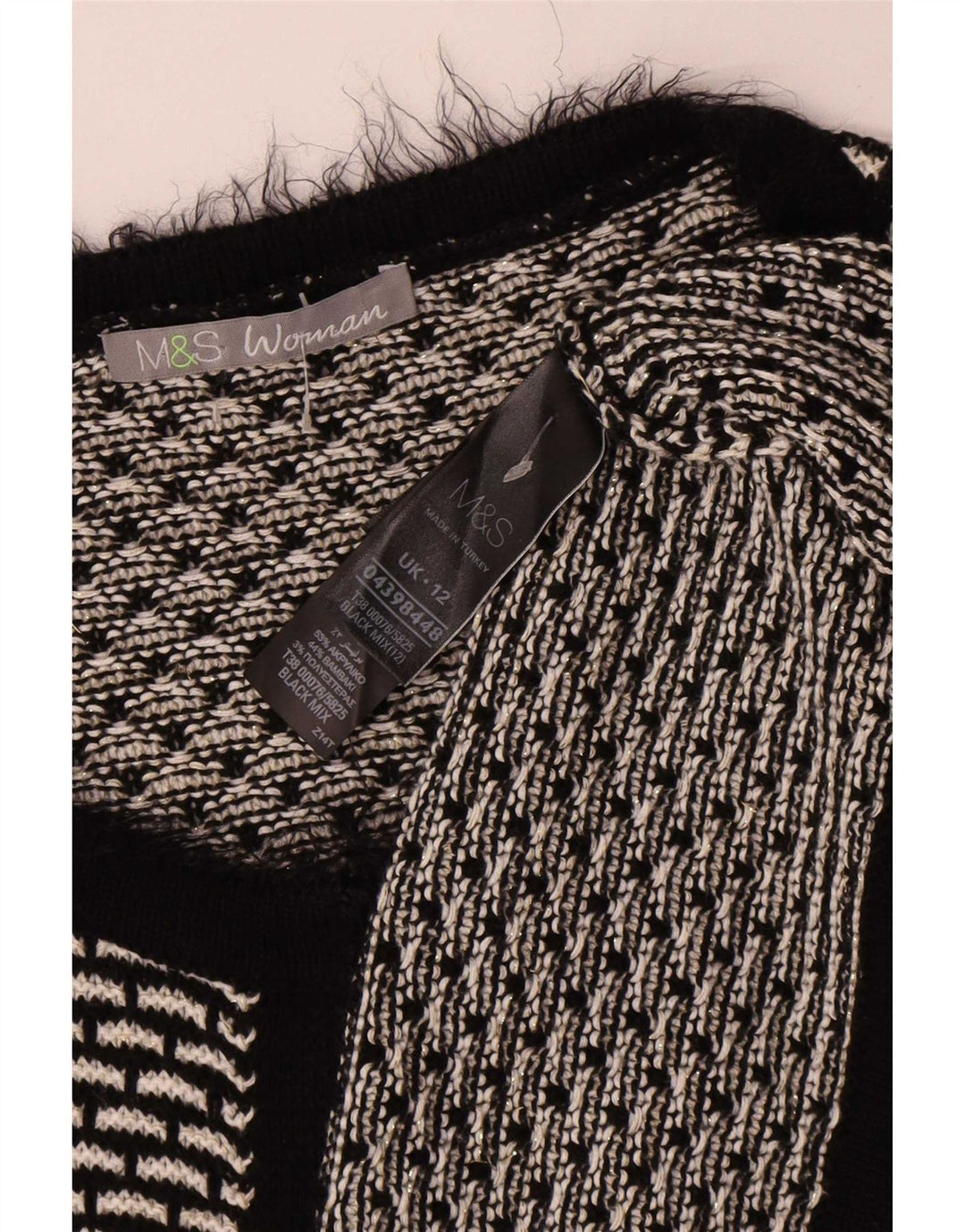 Marks & Spencer Damen-Cardigan-Pullover UK 12 Mittelschwarz Geometrisch
