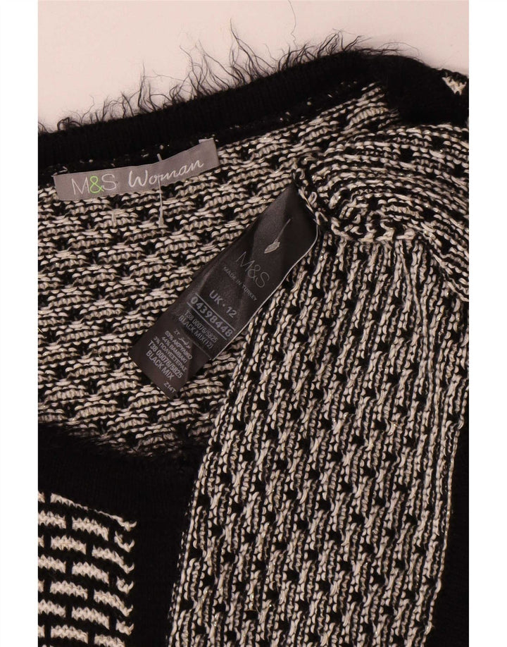 Marks & Spencer Damen-Cardigan-Pullover UK 12 Mittelschwarz Geometrisch