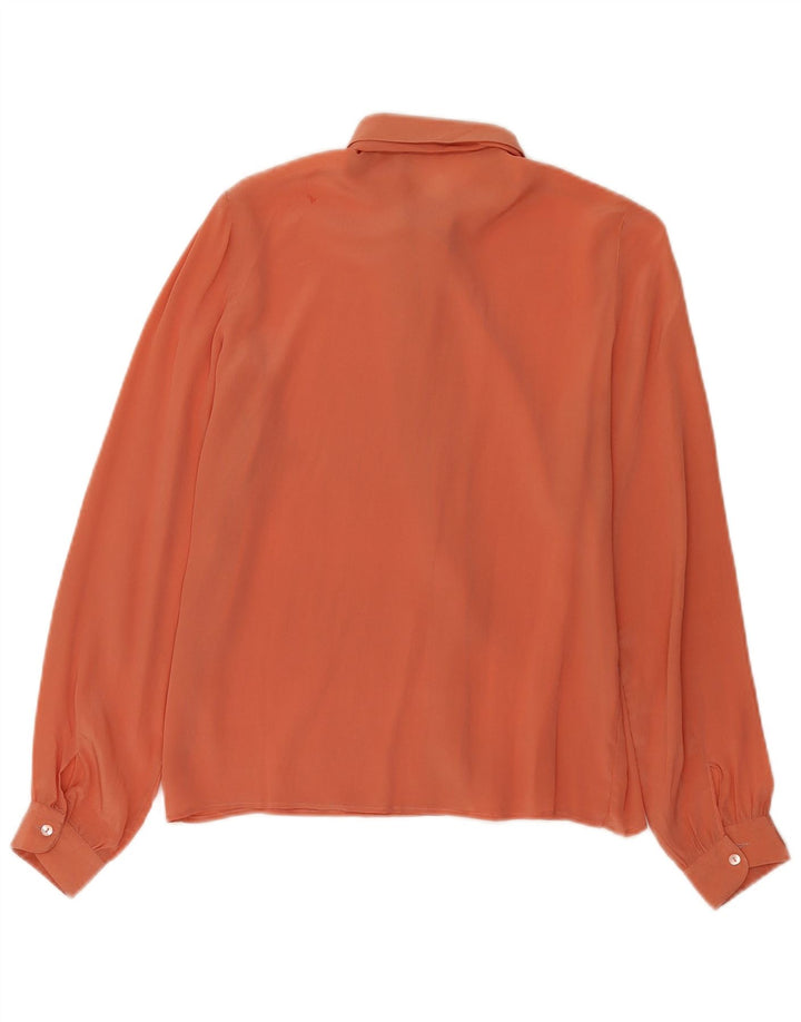 Vintage Damen-Hemdbluse mit Vorderkrawatte IT 44 Mittelorange