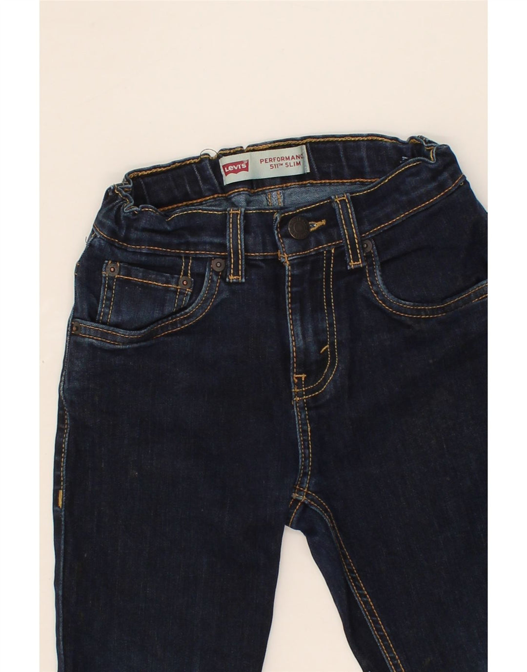 LEVI'S Boys 511 Slim Jeans 9-10 Years W22 L25 Navy Blue Cotton Vintage Levi's and Second-Hand Levi's from Messina Hembry 