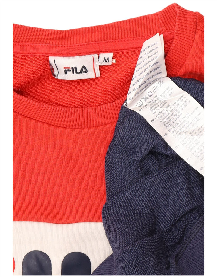 FILA Damen Grafik-Sweatshirt-Pullover UK 14 Medium Navy Blue Colourblock