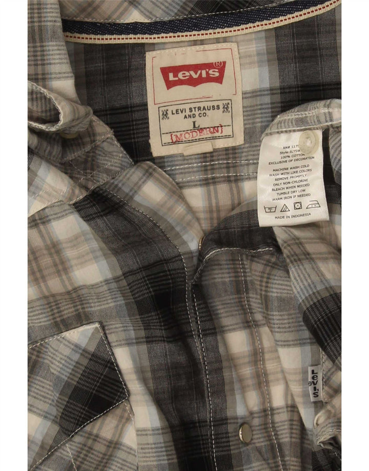 Levi's Herren-Hemd, kurzärmelig, groß, grau, kariert, Baumwolle
