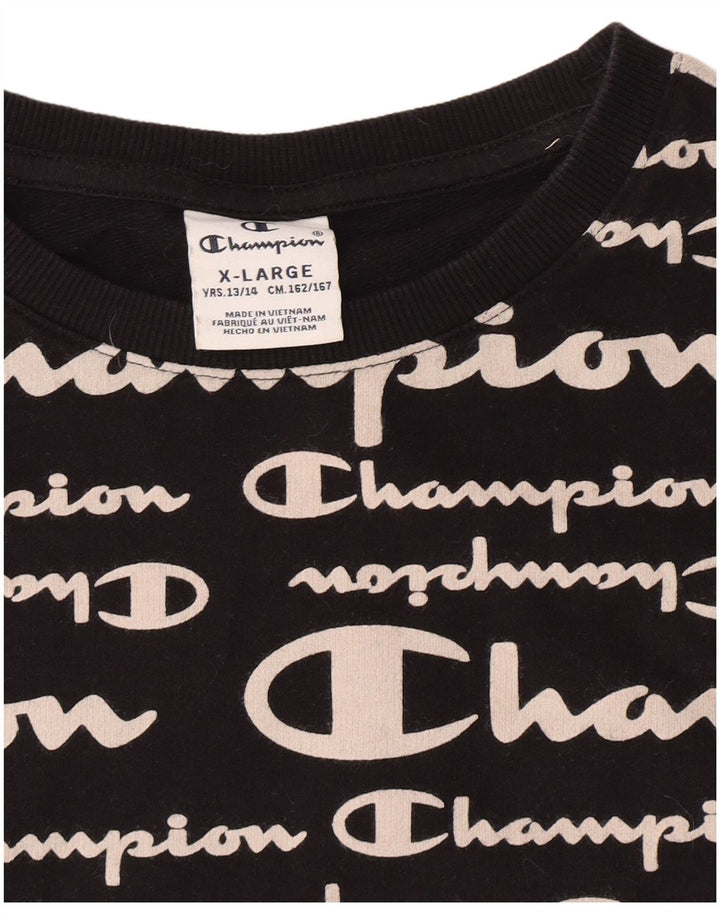 Champion Jungen-Sweatshirt mit Grafik, 13–14 Jahre, XL, Schwarz