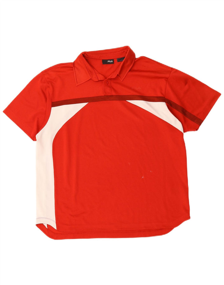 Fila Herren-Poloshirt, großes rotes Colourblock-Polyester