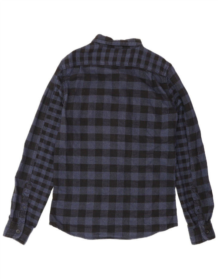 Superdry Herren-Flanellhemd, klein, marineblau, kariert, Baumwolle