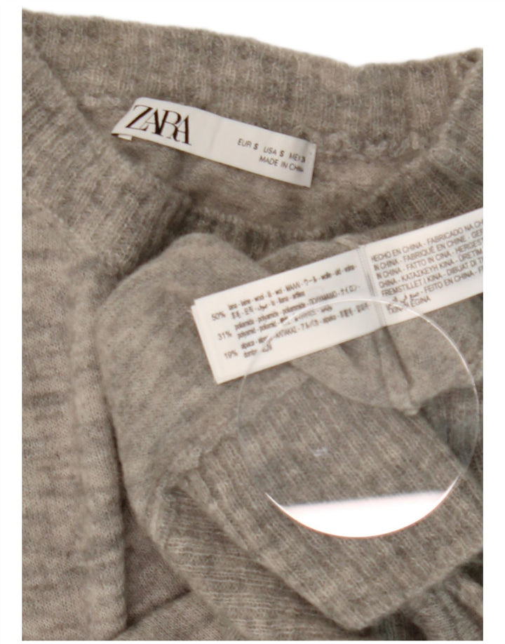 Zara Damen-Pullover mit Rollkragen, übergroß, Gr. 10, Größe S, graue Wolle