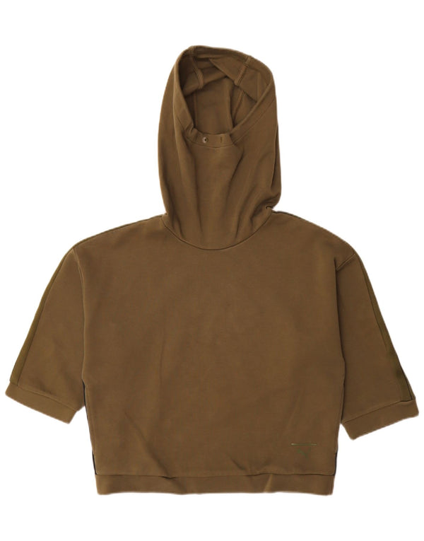 Puma Damen Kapuzenpullover mit 3/4-Ärmeln, UK 10, Größe S, Khaki, Farbblock