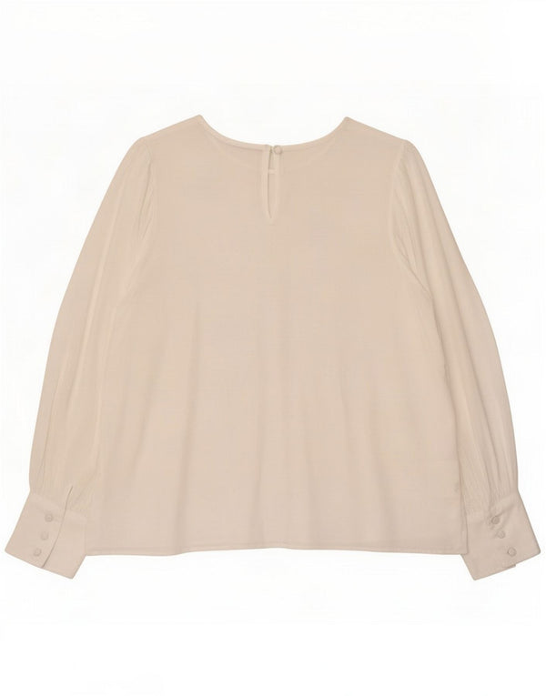 Marks & Spencer Damen Langarmblusenoberteil UK 24 4XL Weiße Viskose