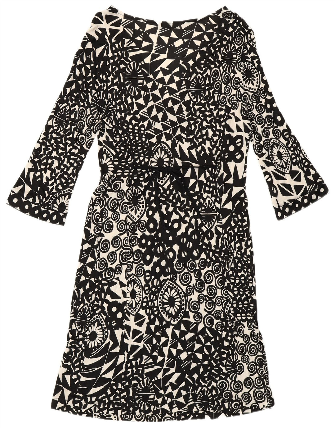 Marella A-Linien-Kleid mit 3/4-Ärmeln für Damen, UK 12, Mittelschwarz, geometrisch