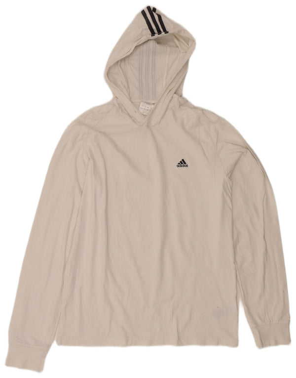 Adidas Herren-Kapuzenoberteil, langärmelig, groß, aus weißer Baumwolle