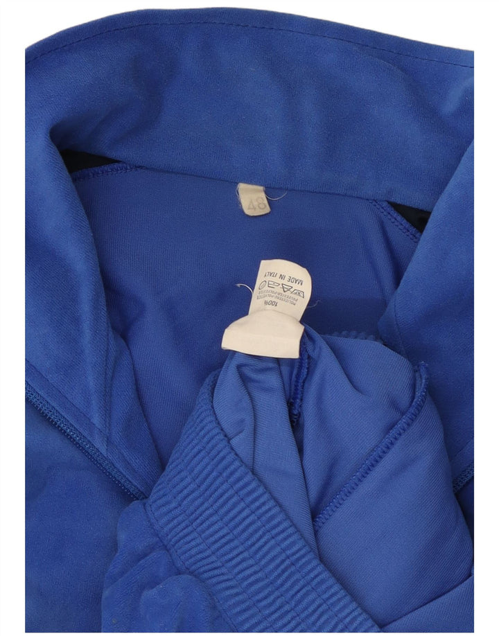 Vintage Herren-Trainingsanzug-Top-Jacke IT 48 Mittelblaues Colourblock-Polyester