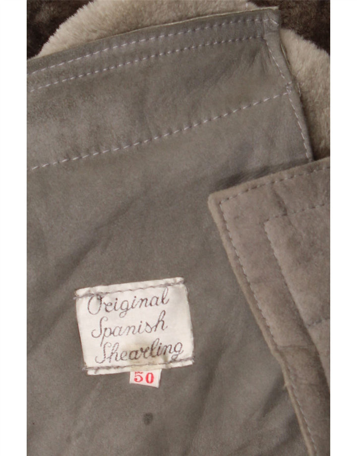 Vintage Herren Shearling Jacke EU 50 Großes graues Shearling