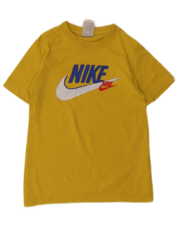 Nike Jungen-T-Shirt mit Grafik, 8–9 Jahre, Größe S, gelbe Baumwolle