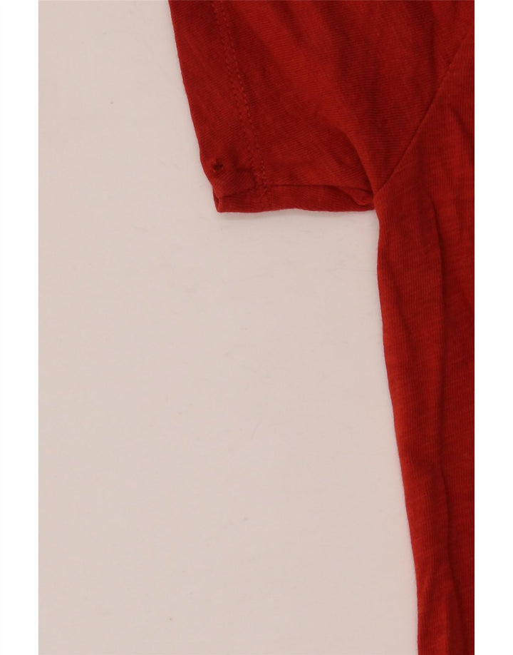 J. CREW Damen Grafik-T-Shirt-Oberteil UK 14 Mittelrote Baumwolle