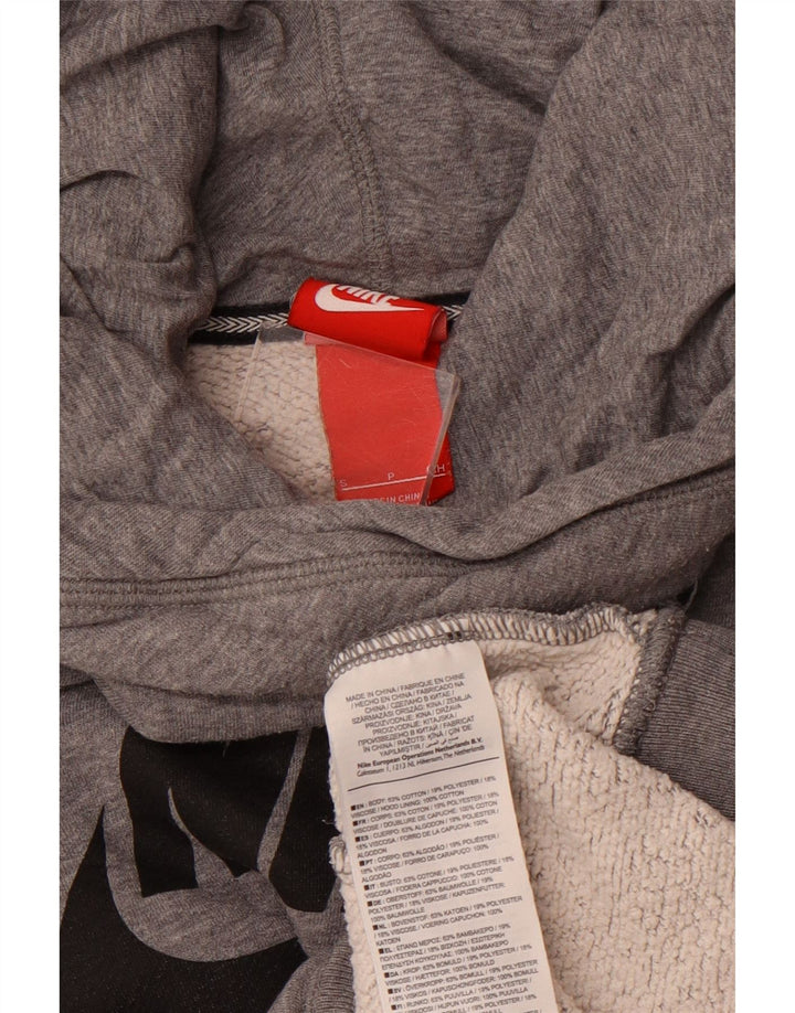 NIKE Womens Graphic Hoodie Pullover UK 10 Small Graue Baumwolle