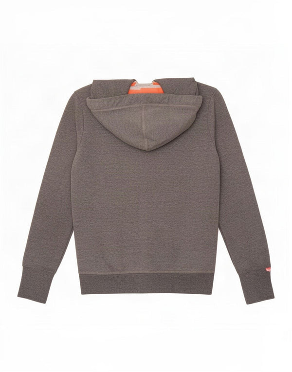 Superdry Damen-Kapuzenpullover mit Reißverschluss, UK 12, mittelgraue Baumwolle