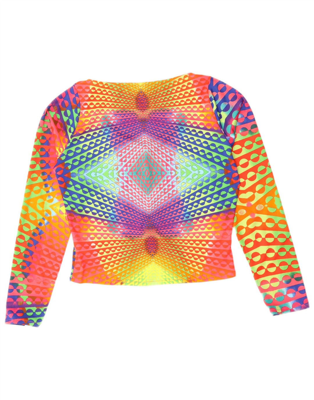 Naracamicee Damen Crop Top UK 12 Medium Mehrfarbige geometrische Seide