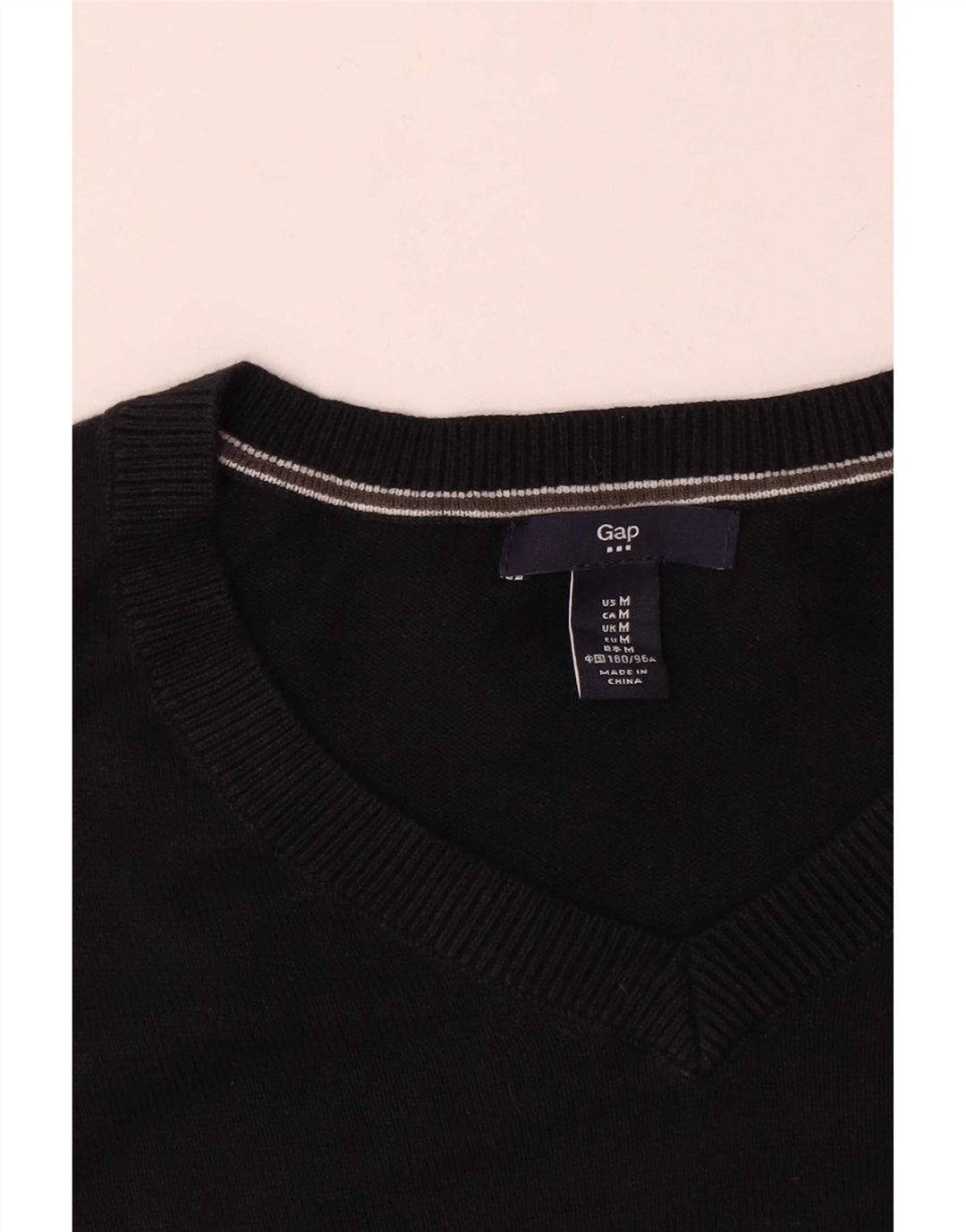 Gap Herren-Pullover mit V-Ausschnitt aus mittelblauer Baumwolle