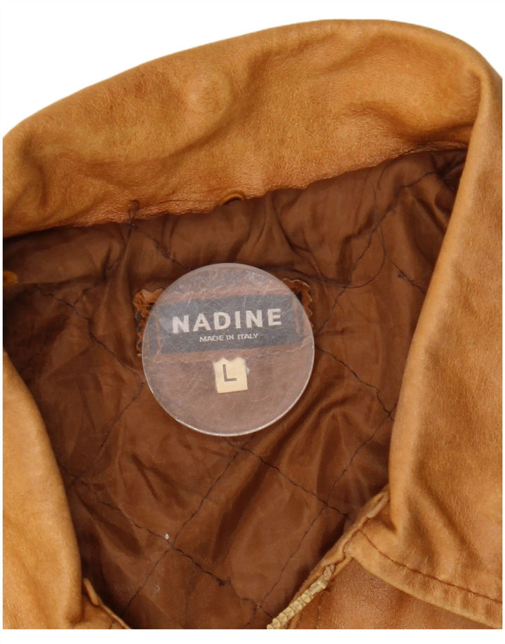 Nadine Herren Lederjacke UK 40 Großes braunes Leder