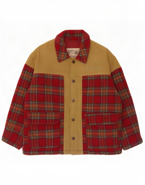 Oil Company Herren-Windbreaker-Jacke, UK 40, große rotkarierte Wolle