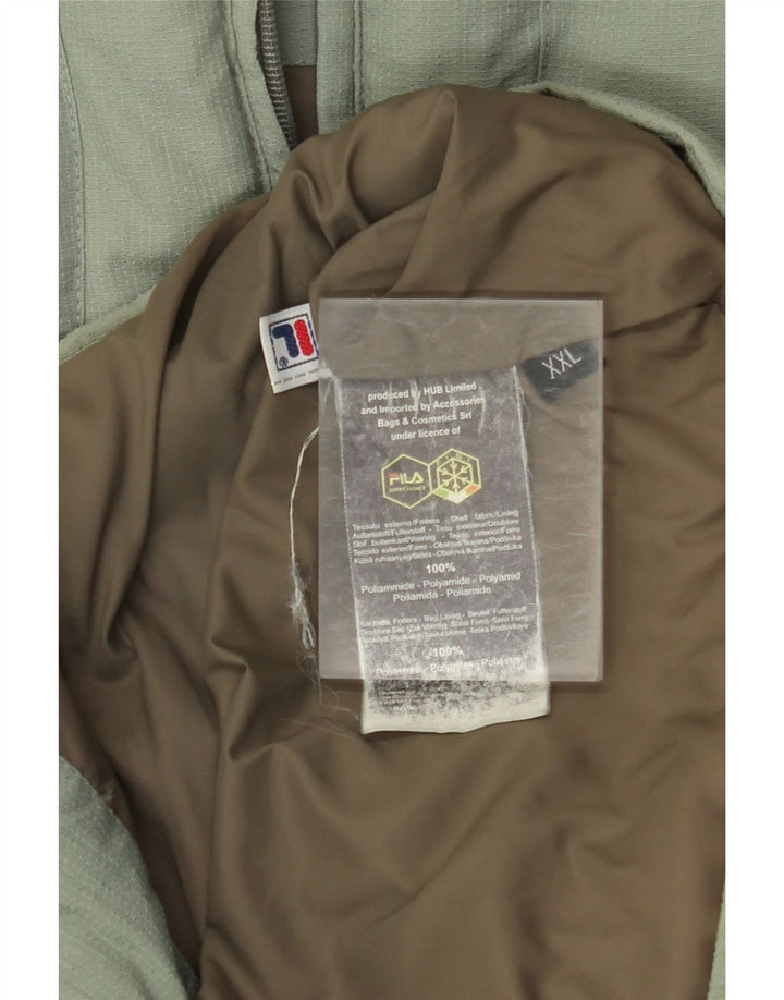Fila Wattierte Herrenjacke mit Kapuze, UK 44 2XL, grünes Polyamid
