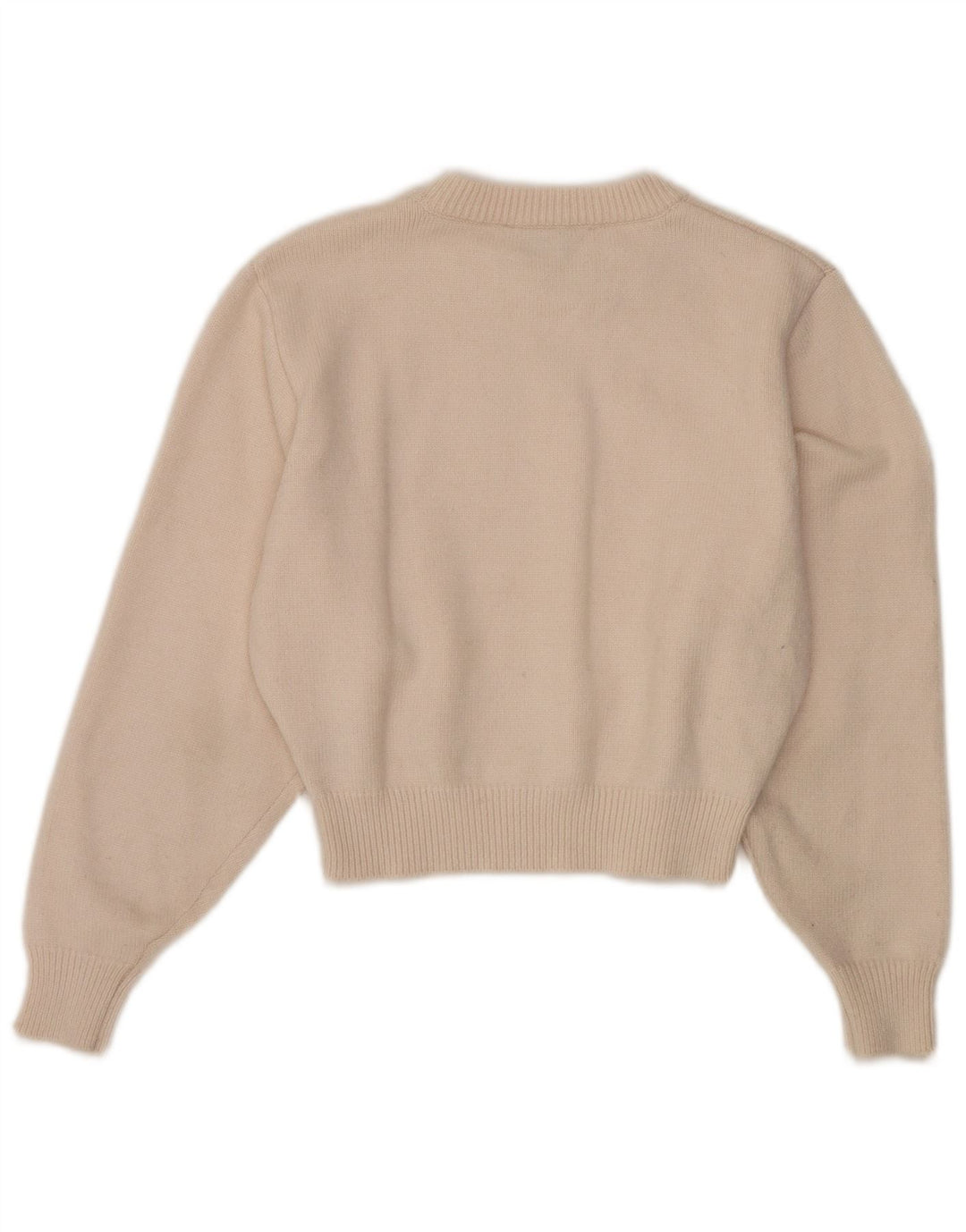 Zara Damen Crop Crew Neck Pullover Pullover UK 12 Mittelweiße Viskose